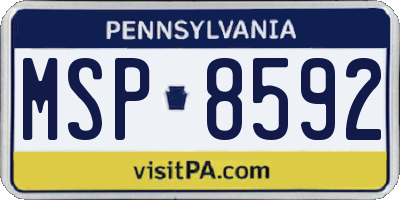 PA license plate MSP8592