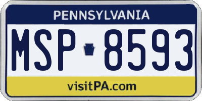 PA license plate MSP8593