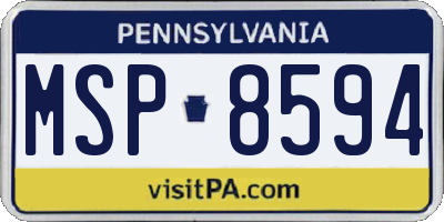 PA license plate MSP8594