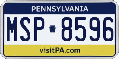 PA license plate MSP8596