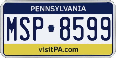 PA license plate MSP8599