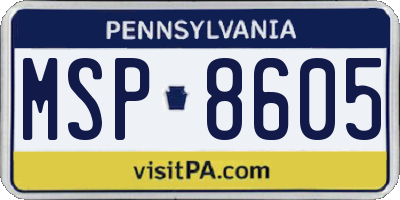 PA license plate MSP8605