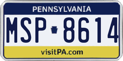 PA license plate MSP8614