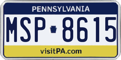 PA license plate MSP8615