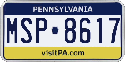 PA license plate MSP8617
