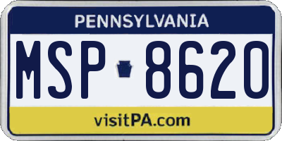 PA license plate MSP8620