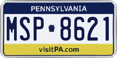 PA license plate MSP8621