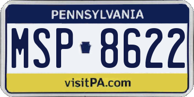 PA license plate MSP8622