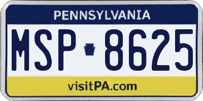 PA license plate MSP8625