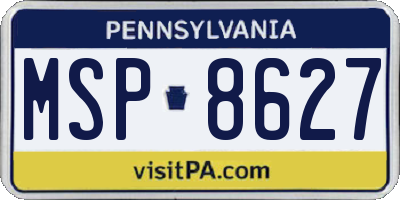 PA license plate MSP8627