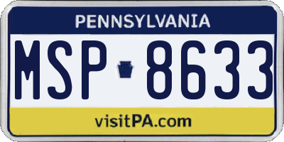 PA license plate MSP8633