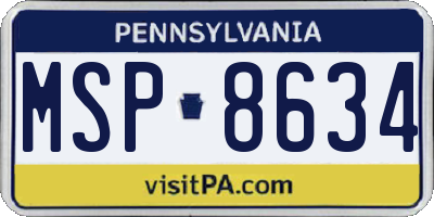 PA license plate MSP8634