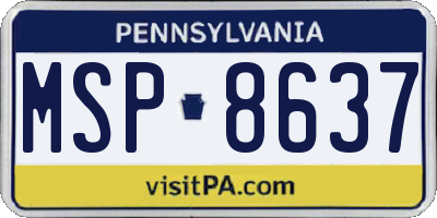 PA license plate MSP8637