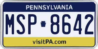 PA license plate MSP8642