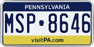 PA license plate MSP8646