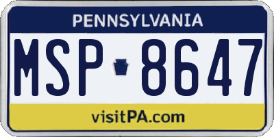 PA license plate MSP8647