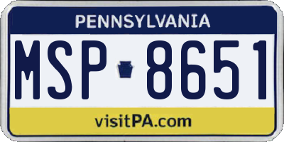 PA license plate MSP8651