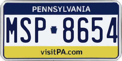 PA license plate MSP8654
