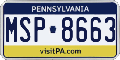 PA license plate MSP8663