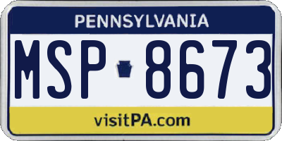 PA license plate MSP8673