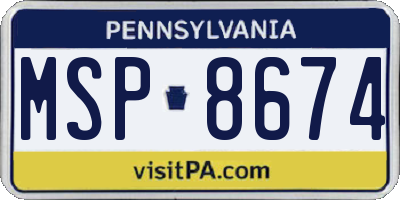 PA license plate MSP8674