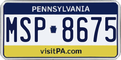 PA license plate MSP8675