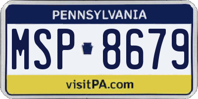 PA license plate MSP8679