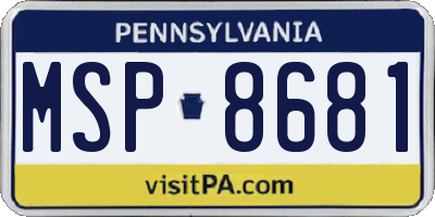 PA license plate MSP8681