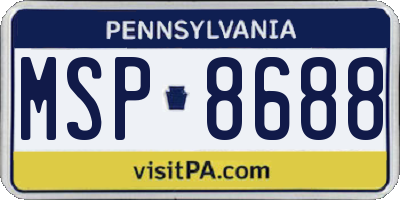 PA license plate MSP8688