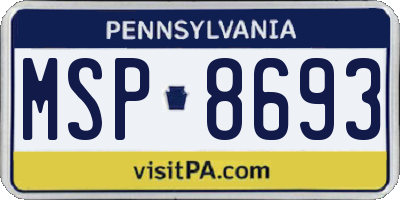 PA license plate MSP8693