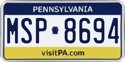 PA license plate MSP8694