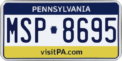 PA license plate MSP8695
