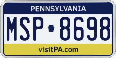 PA license plate MSP8698