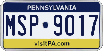 PA license plate MSP9017