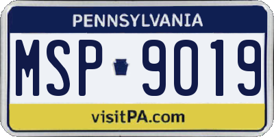 PA license plate MSP9019
