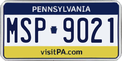 PA license plate MSP9021