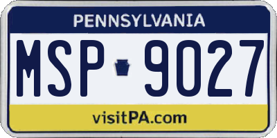PA license plate MSP9027