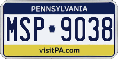 PA license plate MSP9038