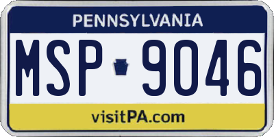 PA license plate MSP9046