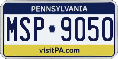 PA license plate MSP9050