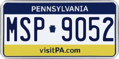 PA license plate MSP9052