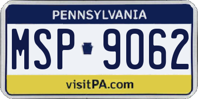 PA license plate MSP9062