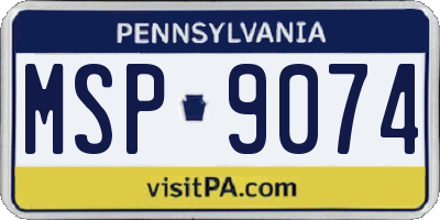 PA license plate MSP9074