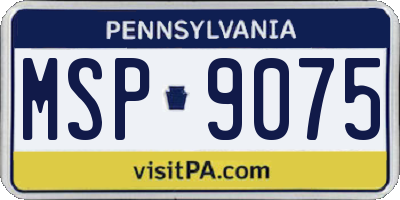 PA license plate MSP9075
