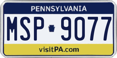 PA license plate MSP9077