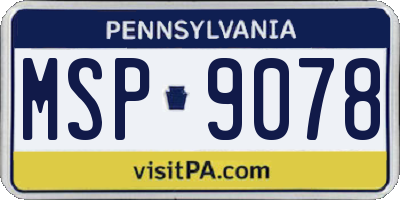 PA license plate MSP9078