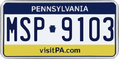 PA license plate MSP9103