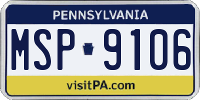 PA license plate MSP9106