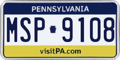 PA license plate MSP9108