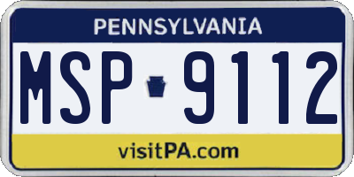 PA license plate MSP9112